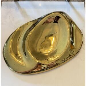 Vintage Heavy Brass Rippled Tray Patina MCM Rectangle 9"x6” Decor